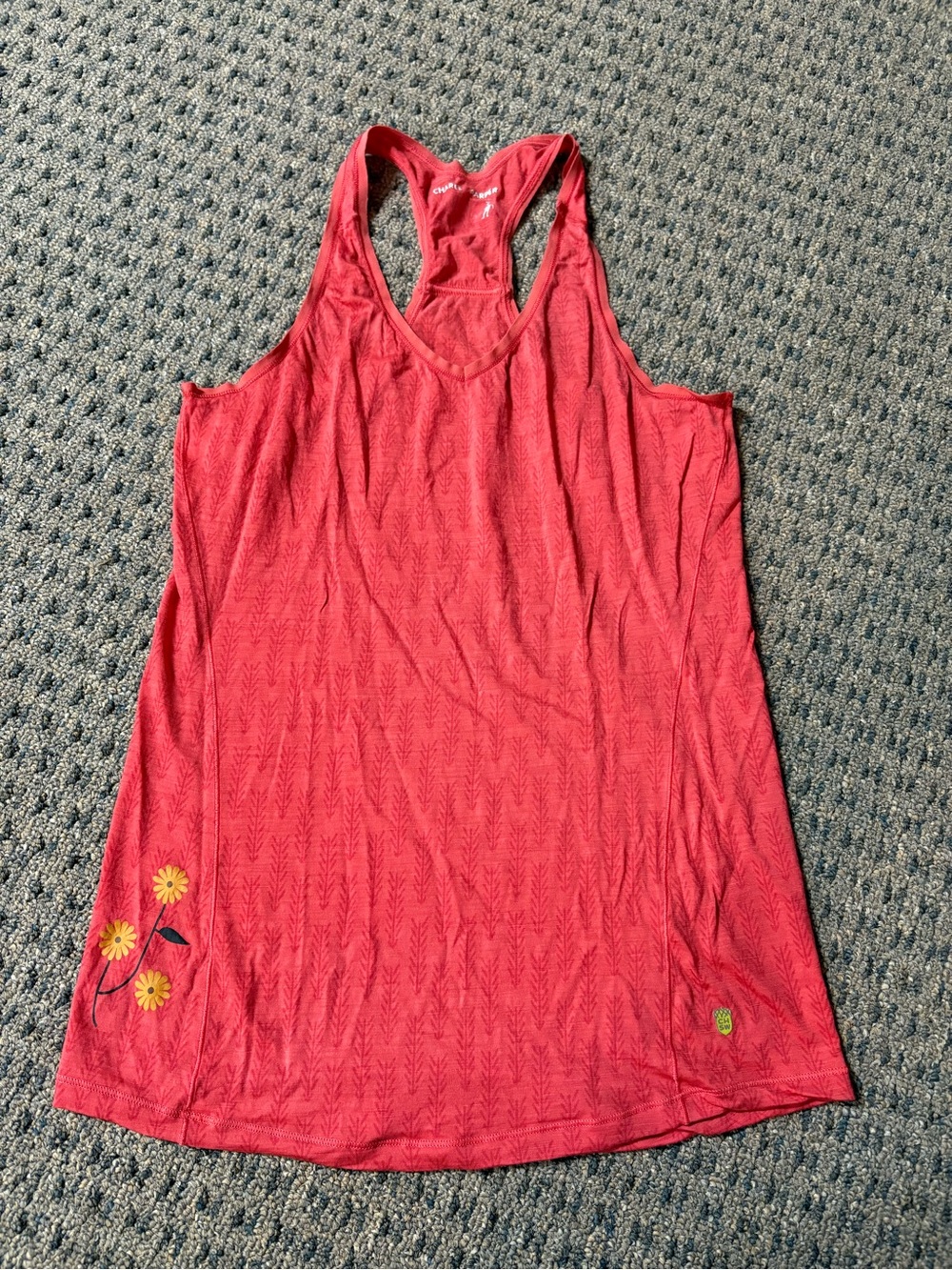Smartwool Women's Coral Red Racerback Tank with Floral Accent